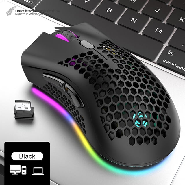 Bm600 2.4Ghz Recargable 1600Dpi Ratón Inalámbrico Gamer Ajustable (Negro)