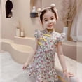 thumbnail image 5 of Vestido Cheongsam para niñas, verano 2022, moda para bebés, estampado Floral tradicional chino, falda informal de manga corta, trajes de Festival, 5 of 5