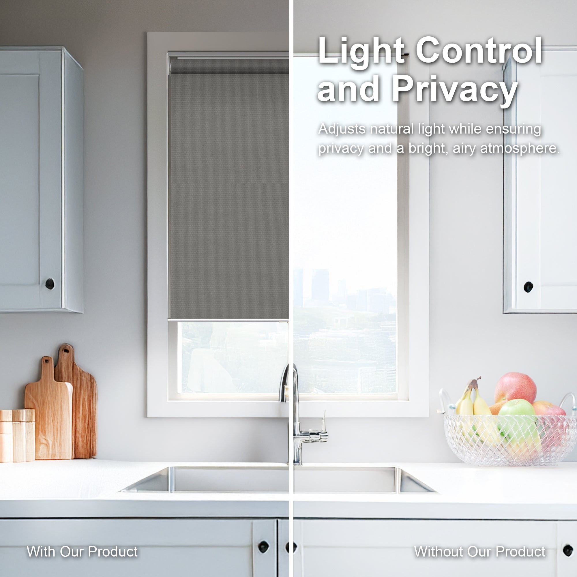Chicology Roller Shades | Cordless Room Darkening and Light Filtering Window Blinds |68"W X 72"H| Privacy Shades for Bedroom & Living Room | Easy Install | Gray
