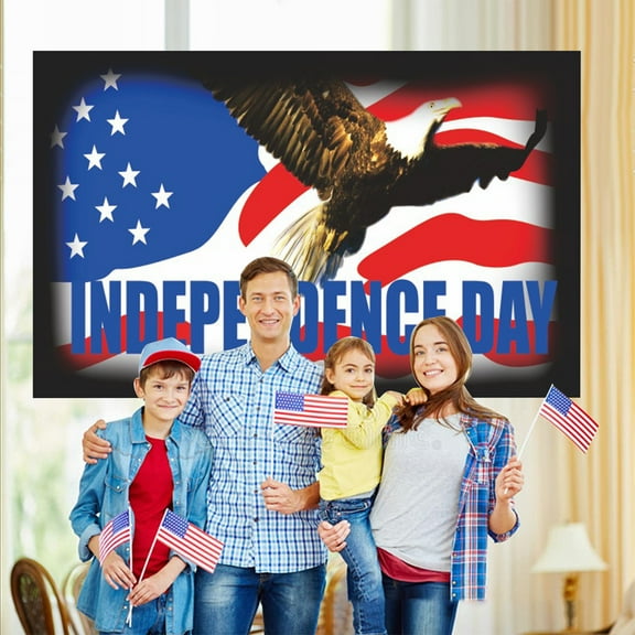 TOPRenddon Independence Day Decorations - Extra Large Patriotic Hanging Flag with Eagle Design, Fade-Proof Outdoor/Indoor Photo Backdrop for July 4th Parties - 59”x35” USA Flag Wall Decor