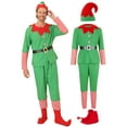 thumbnail image 2 of Christmas Elf Costumes Parent-Child Holiday Green Elf Outfits Xmas Family Matching Clothes for Kids Girls Boys Women Men, 2 of 9