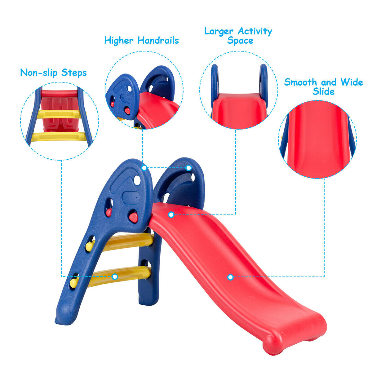 Gymax 2 Step Children Folding Slide Plastic Fun Toy Up-down For Kids Indoor & Outdoor - image 4 of 10