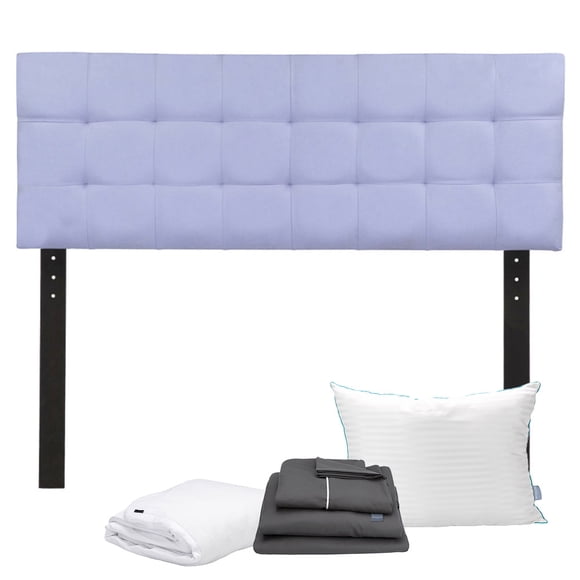 Cabecera King Size Catania Lila+Almohada Royal+Protector Cloud+Sabanas Royal