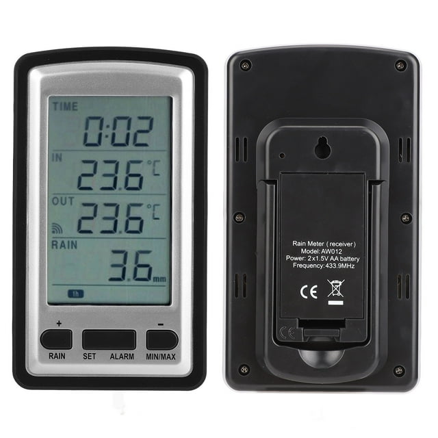 Medidor De Lluvia Inalámbrico, Registrador De Temperatura De Fácil Operación Alarma De Tiempo Multifunción Frecuencia De 433MHz Para Exteriores