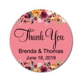 thumbnail image 1 of Darling Souvenir Round 45 Pcs Floral Thank You Stickers Personalized Wedding Bride Groom Names And Date Envelope Seals-Salmon, 1 of 4