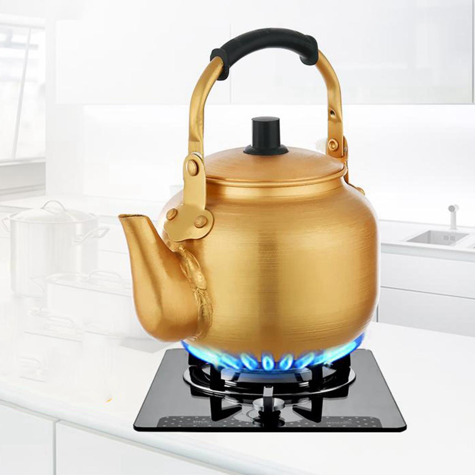 Golden Gas Stove Kettle Ergonomic Handle Stovetop Tea Pot For Camping