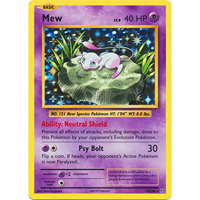 Juego de cartas coleccionables Pokémon Mew XY Evolutions Holo Rare