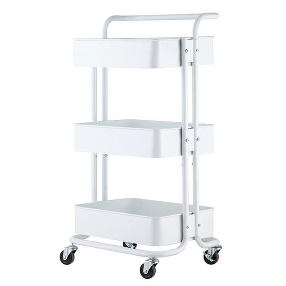 3Tiers MultiPurpose Rolling Kitchen CartWhite
