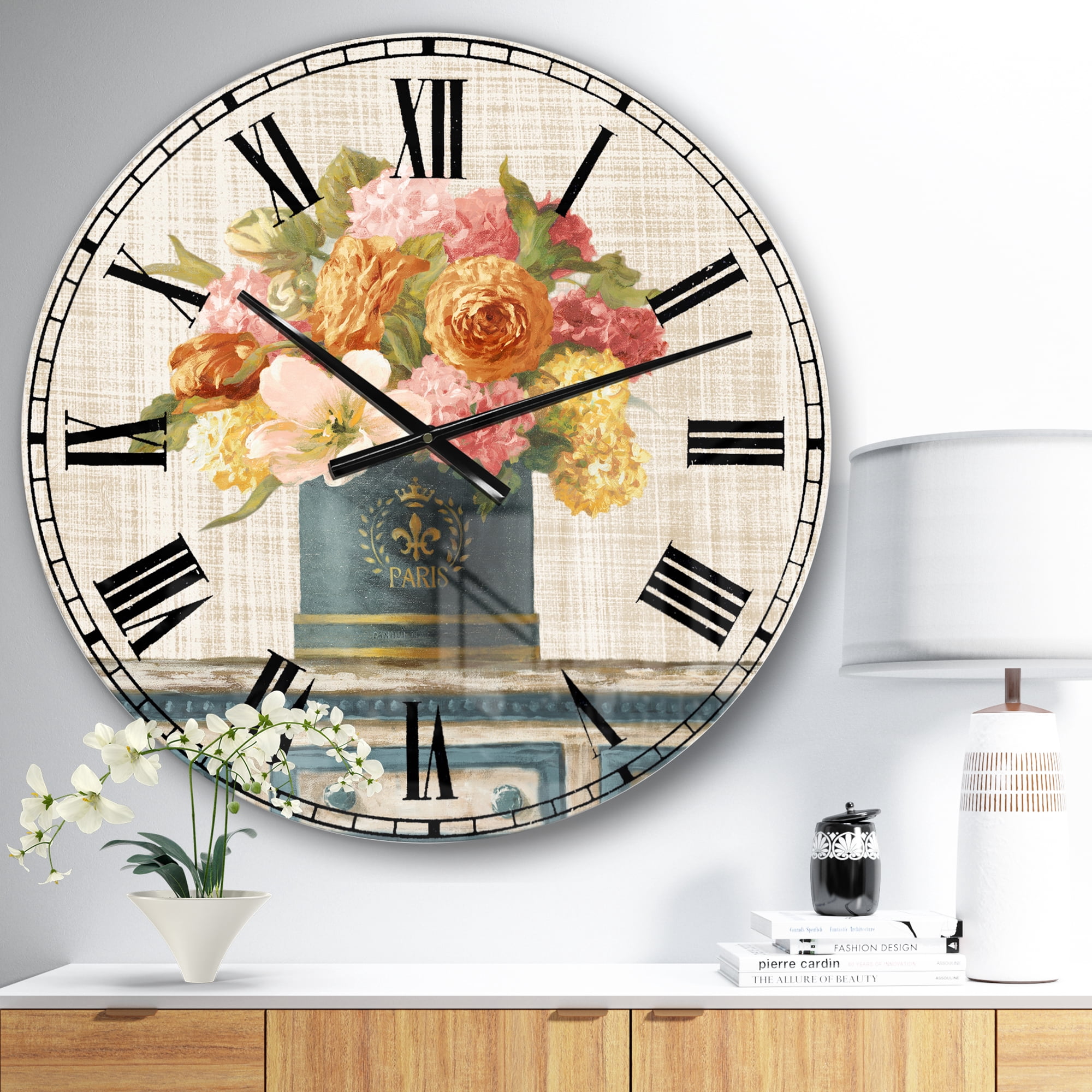 Designart Oversized Multicolor Analog Round Cabin Lodge Modern Wall Clocks, CLM30548-C23