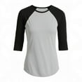 thumbnail image 5 of Women's Two Tone 3/4 Sleeve Raglan Baseball Shirt / Baseball Tee, Light Heather/Black M, 5 of 7