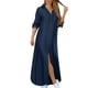 thumbnail image 5 of Vestido informal de mujer, de denim liso, con cuello en V, manga larga, botones y bolsillos, de poliéster, 5 of 7