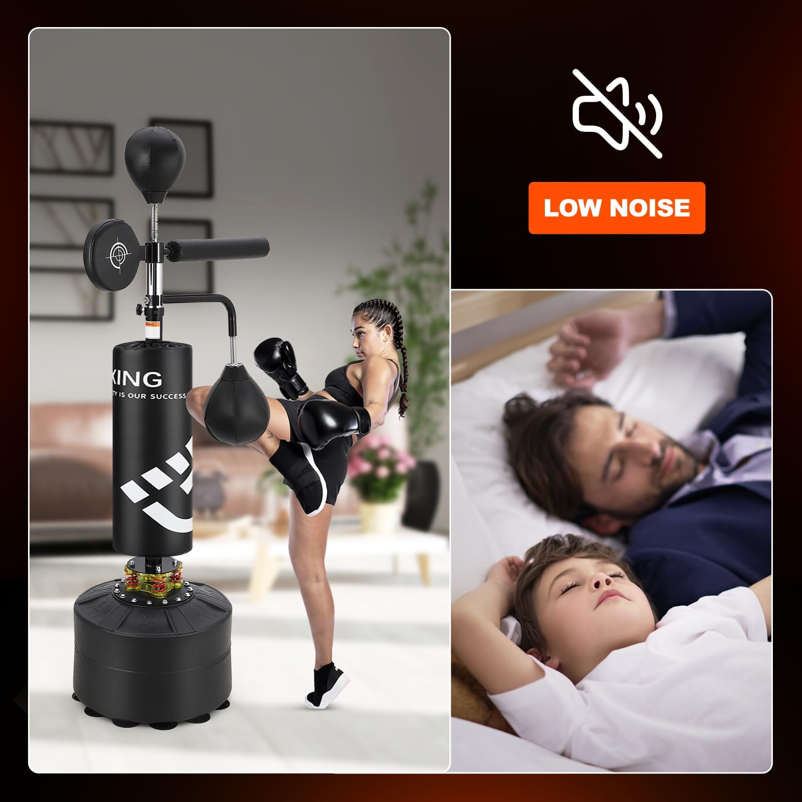 Boxing Speed Trainer,  5 In 1  Freestanding Punching Bag with ReflexSpeed Balls,Shock Absorbers,  Height Adjustable ReflexBag Boxing Training Equipment for Teens Adults