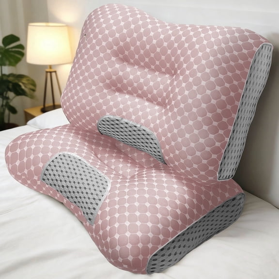 Pillows for sleeping Cervical Neck Pillow for Neck Pain Relief Ergonomic Orthopedic Pillows for Neck Pain Cervical Neck Pillow for Side Back Stomach Sleepers（Pink 2psc）
