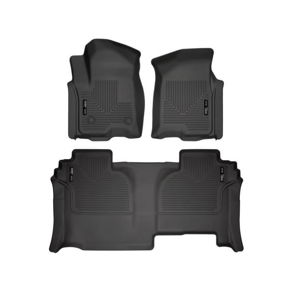 Husky Liners 94031 Weatherbeater Floor Mats Fit 2019-2025 Silverado/Sierra 1500/2500/3500 Double Cab Front/2nd Row Liners 3pc Black