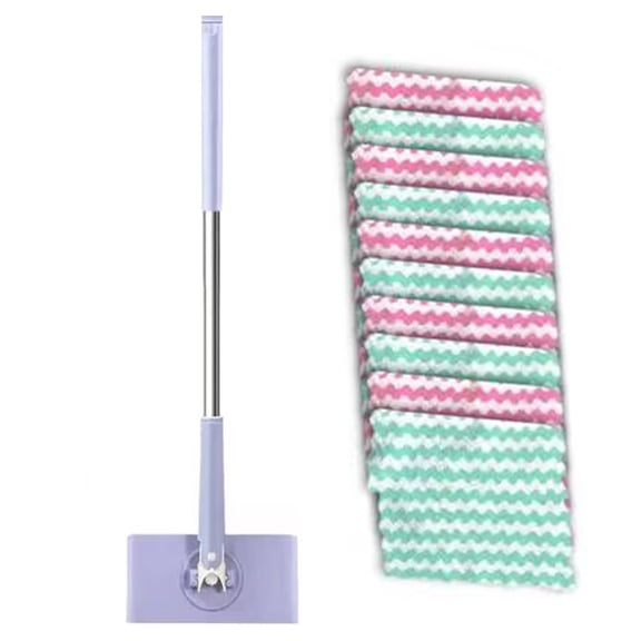 Torch Mini Mop with Zero Touch Pressure Grip 2026, Mop Cloth Changer with Hands-free Automatic Handle, 360 Rotating Head, Includes 10 Cleaning Cloths