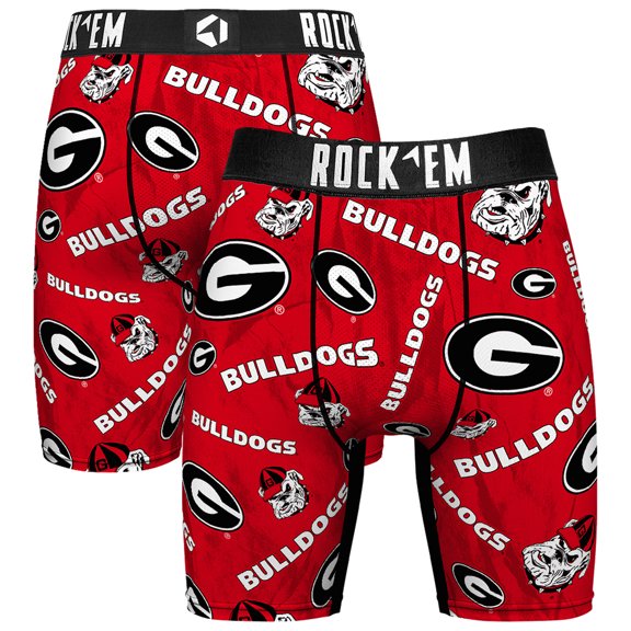 Men's Rock Em Socks Red Georgia Bulldogs All Over Logo Boxer Briefs