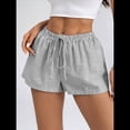 thumbnail image 4 of Pantalones Cortos Tipo Bóxer de Verano con Cintura Elástica, Cordón Ajustable y Estampado de Rayas para Mujer Negro L, 4 of 7