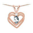thumbnail image 3 of Star K� Oval 5x3mm Genuine Aquamarine Knotted Double Heart Pendant Necklace, 3 of 9