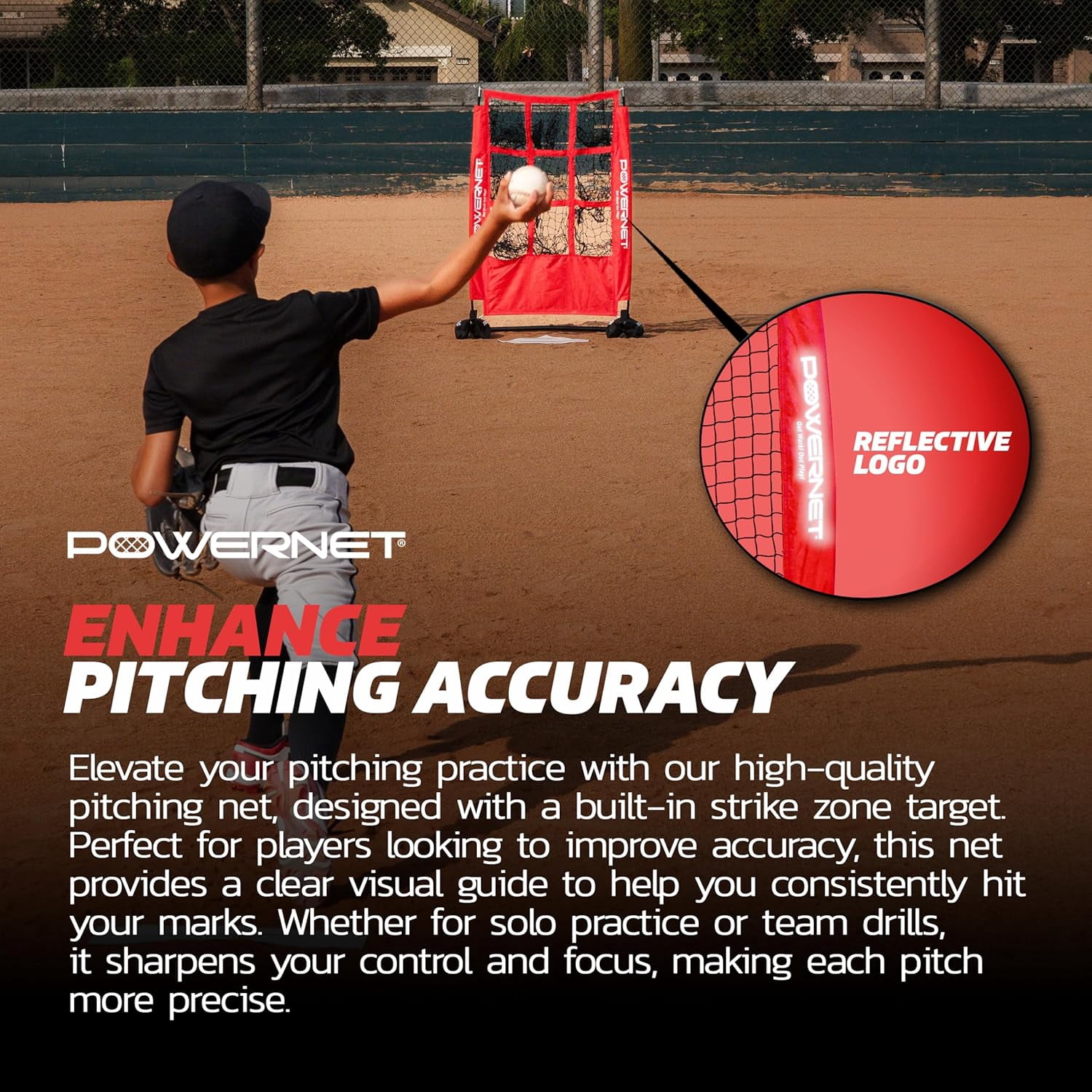 PowerNet Pitching Zone Pro Strike Zone Softball & Baseball Net, Portable Pitching Net with Targets, Includes Sandbags & Carry Bag