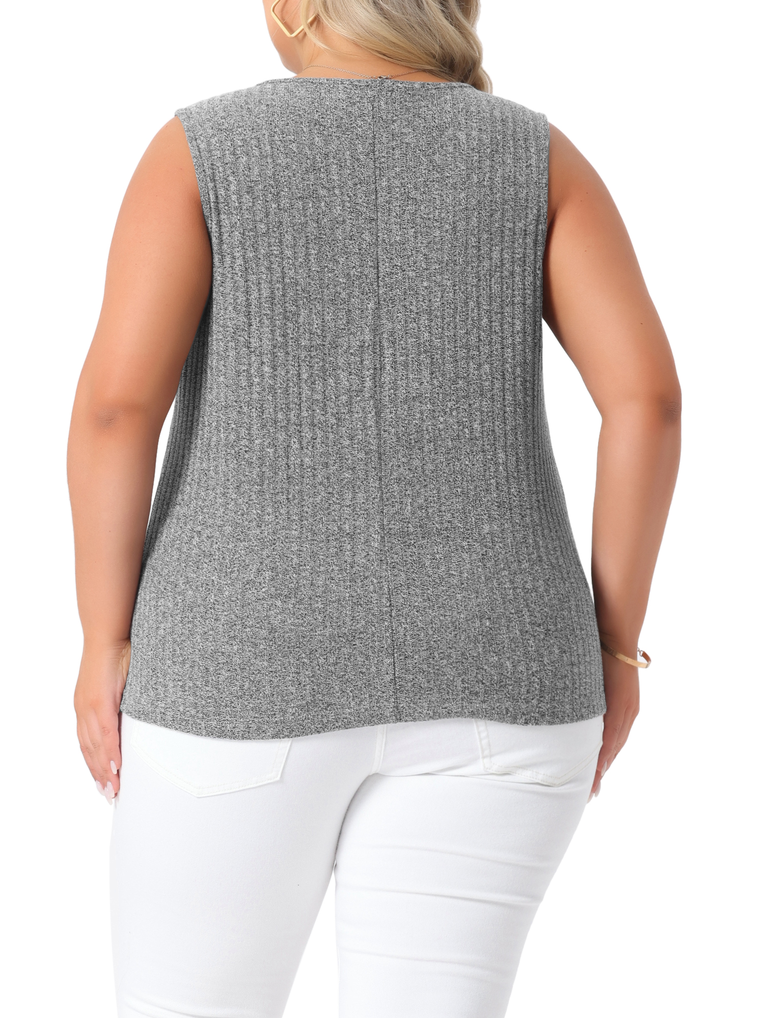 DARING DIVA Women's Plus Tank Tops Basic Soft Casual Outfits 2X Gray