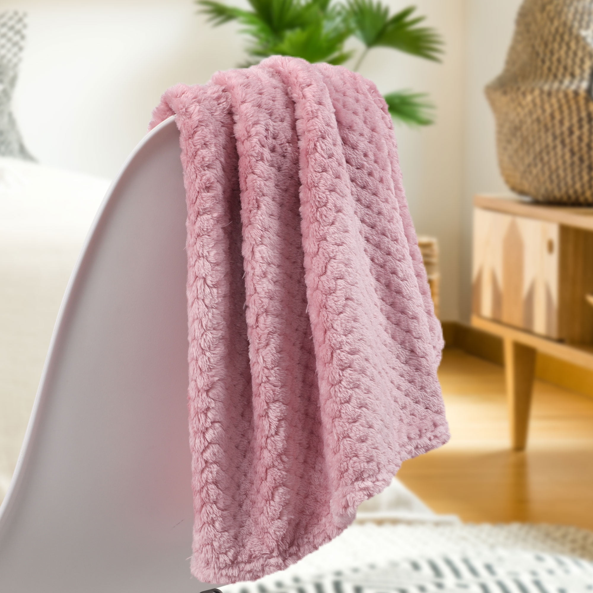Unique Bargains Soft Flannel Fleece Velvet Blanket Pink 30" x 40"