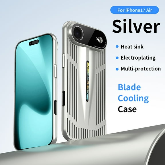 Phone Case for iPhone Air, Heat dissipation Cooling Luxury Lightweight Anti-Scratch Anti-Fingerprint Shockproof Ultra Slim Plating PC Material Breathable Cover for iPhone Air, Silver