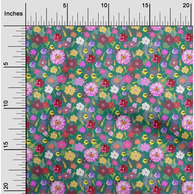 oneOone Tissu Polyester Lycra Vert Mer Floraux Matériel de Robe Tissu Imprimé Tissu au Mètre 56 Pouces de Large