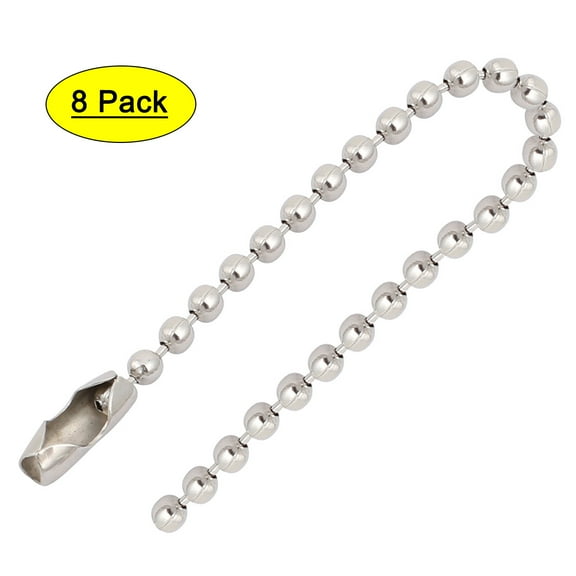 Unique Bargains 8pcs Metal Clasp Ball Chain Keychain Silver Tone 2.4mm Dia 10cm Length
