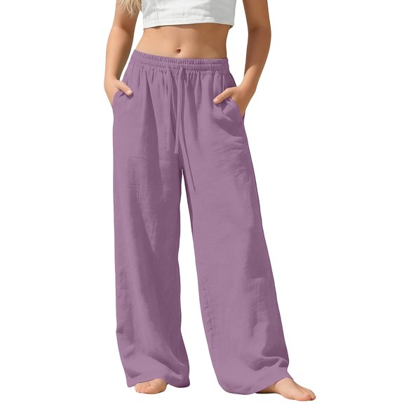 OGLCCG Girls Wide Leg Pants Flowy Drawstring Elastic Waist Summer Beach Pants Kids Lightweight Loose Boho Lounge Trousers 3-14 Years