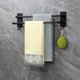 thumbnail image 1 of Toallero de aluminio montado en la pared, toallero autoadhesivo de 40 cm con 2 ganchos Organizador de baño de 2 niveles Soporte de pared de doble varilla - Negro, 1 of 5