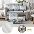 thumbnail image 6 of Blue White Pumpkins Outdoor Waterproof Pillow Covers, Thanksgiving Fall Blue Eucalyptus Leaves Decorative Square Throw Pillowcase Sofa Cushion Sham for Patio/Couch/Chair, 18"x18" 2 Pack, 6 of 8