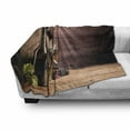 thumbnail image 3 of Wine Soft Flannel Fleece Throw Blanket, Still Life of Wine with Wooden Keg Rustic Concept Tasting Viticulture, Cozy Plush for Indoor and Outdoor Use, 70" x 90", Brown Green Pale Brown, by Ambesonne, 3 of 6