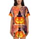thumbnail image 1 of Fotbe Halloween Conjunto de Pijama Estampado para Mujer, 2 Piezas, Ropa de Dormir con Camiseta de Manga Corta y Shorts Suaves-Medium, 1 of 6