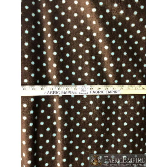 Fleece Printed Fabric EXTRA SMALL POLKADOT MINT BROWN BACKGROUND / 58" Wide / Sold by the yard
