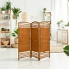 Oriental Furniture 4 ft. Tall Fiber Weave Room Divider - Dark Beige - 3 Panel
