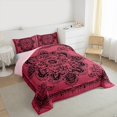 thumbnail image 3 of Manfei Boho Exotic Style Queen Comforter Set,Retro Victorian Floral Bedding Sets,Black Baroque Flower Bedding Comforter Set For Adults,Microfiber Bedroom Decor Reversible,3 Pieces, 3 of 8
