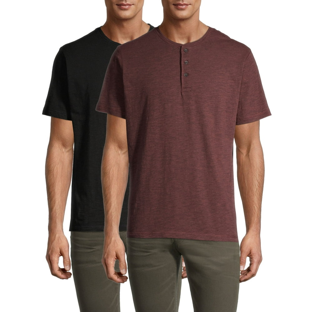 Men's Short Sleeve Textured Henley 2 Pack Walmart