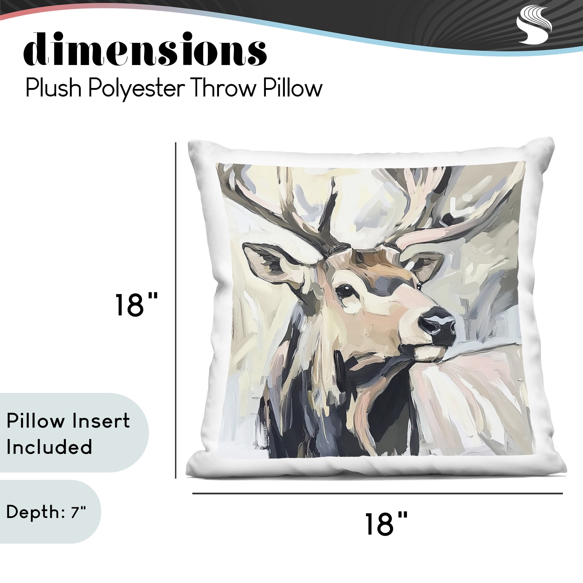 Stupell Industries Neutral Bull Elk Portrait Decorative Printed Throw Pillow, design by Tina LeCour