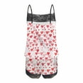 thumbnail image 4 of Tnhcen Alluring Print Sling Pajama Set Women's Valentine's Day 2-Piece with Sexy Lace Splicing Sleeveless Tank and Shorts Elegant Home Clothes S-2XL, 4 of 5