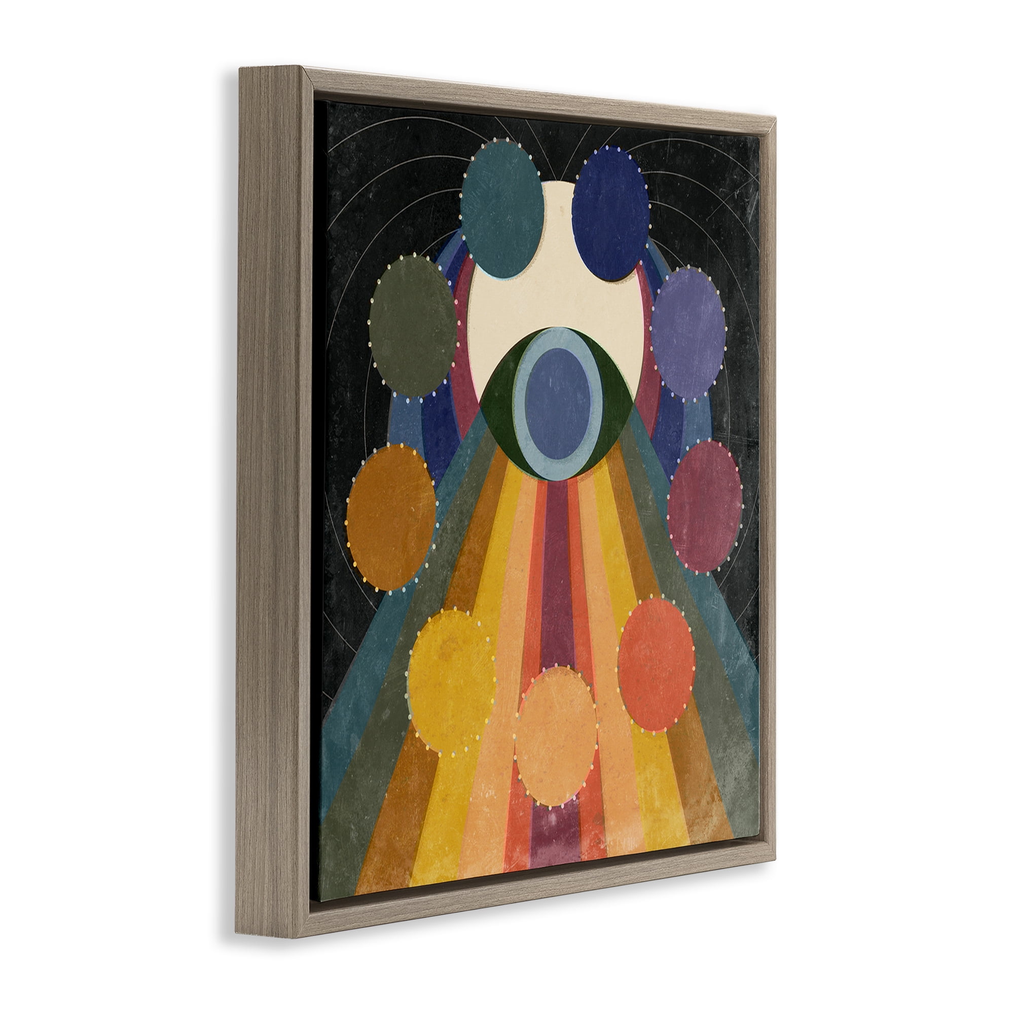 Stupell Industries Eye with Circles Pattern Abstract Painting Brown Floater Framed Canvas Art Print Wall Art, 18 x 18