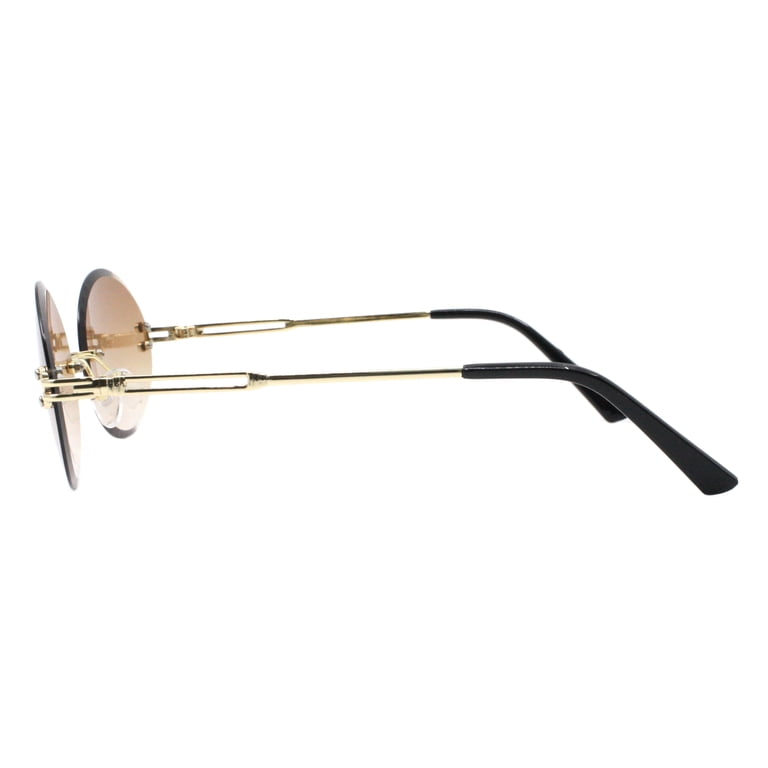 Rimless Oval Sunglasses in Brown with Gold Frame CARTIER Oval Rimless Sunglasses Brown Gold Frame Authentic  main image 3