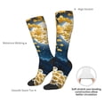 thumbnail image 5 of Picia Women Crew Soft Moisture-wicking Socks Moonlit Golden Tree Peacock Pattern Design Cotton Socks, One Size fit All, 5 of 9