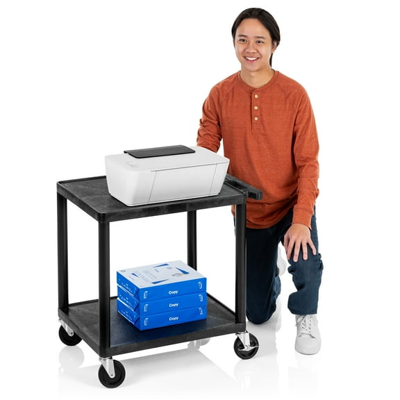 Stand Steady 18" x 24" Tubstr Two Shelf Flat Utility Cart - Black