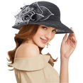 thumbnail image 1 of RZTA Sombrero de vestir de iglesia Kentucky Derby para mujer, ala ancha, flor de hoja, sombrero de despedida de soltera, 1 of 1