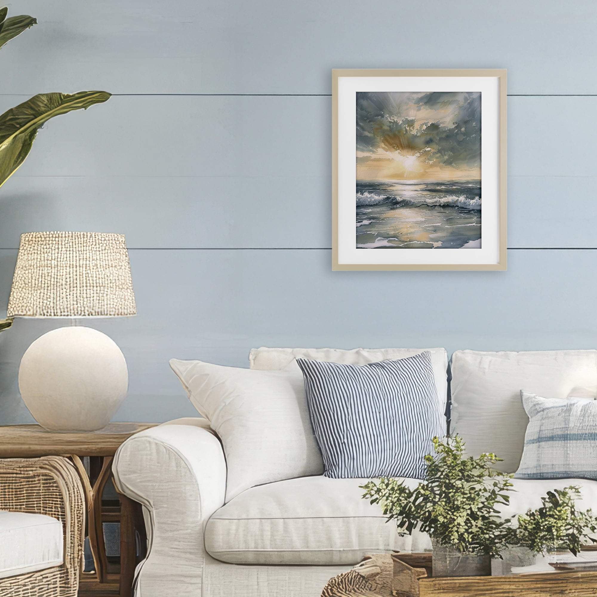 Stupell Industries Sunlit Waves Golden Reflection Birch Framed Print Under Glass, design by Petal Prints Design