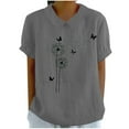 thumbnail image 2 of ALLLIST Collared Trendy Tops for Women 2024 Gray Short Sleeve Floral Printed Casual T-Shirts Blouse for Women, 2 of 4