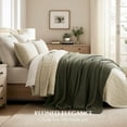 thumbnail image 4 of EVERGRACE Chunky Chenille Knit Throw Blanket for Couch, Soft Luxurious Oversized Queen Moss Stitch Blanket for Bed, Large Cozy Farmhouse Knitted Throw for Sofa, Olive Green, 90" x 90", 4 of 8