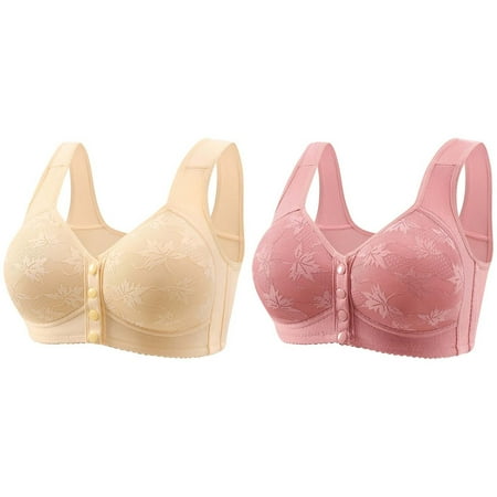 YEJIMAN Women s Fashionable and Casual Front Buttoned Underwear for Elderly People Skin Friendly and Comfortable Bra  Pink Plus Size Underwear For Women  Cotton Womens Underwear