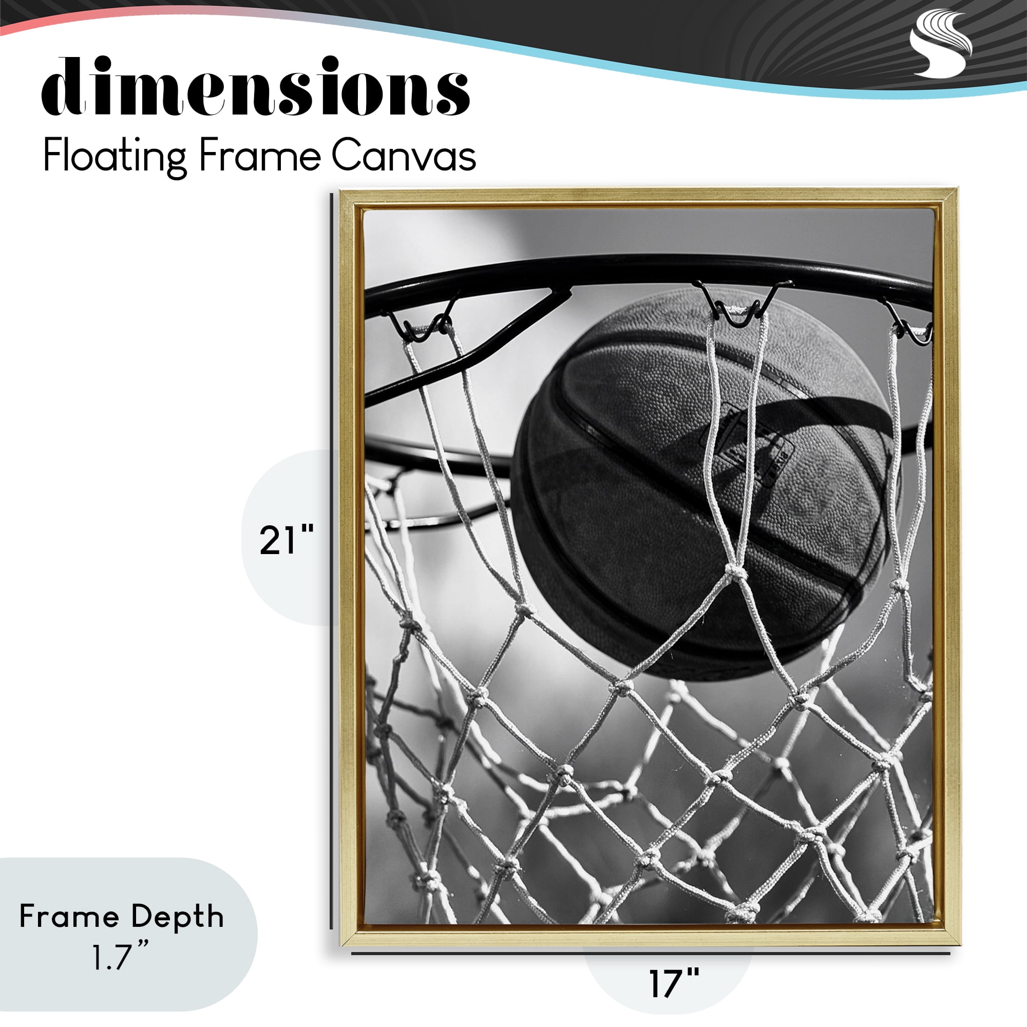 Stupell Industries Winning Basket Shot Gold Framed Floater Canvas Wall Art, design by Marcus Prime