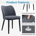 thumbnail image 3 of Set of 2 dark gris velvet dining sillas featuring negra wood legs y padded asientos, 3 of 7